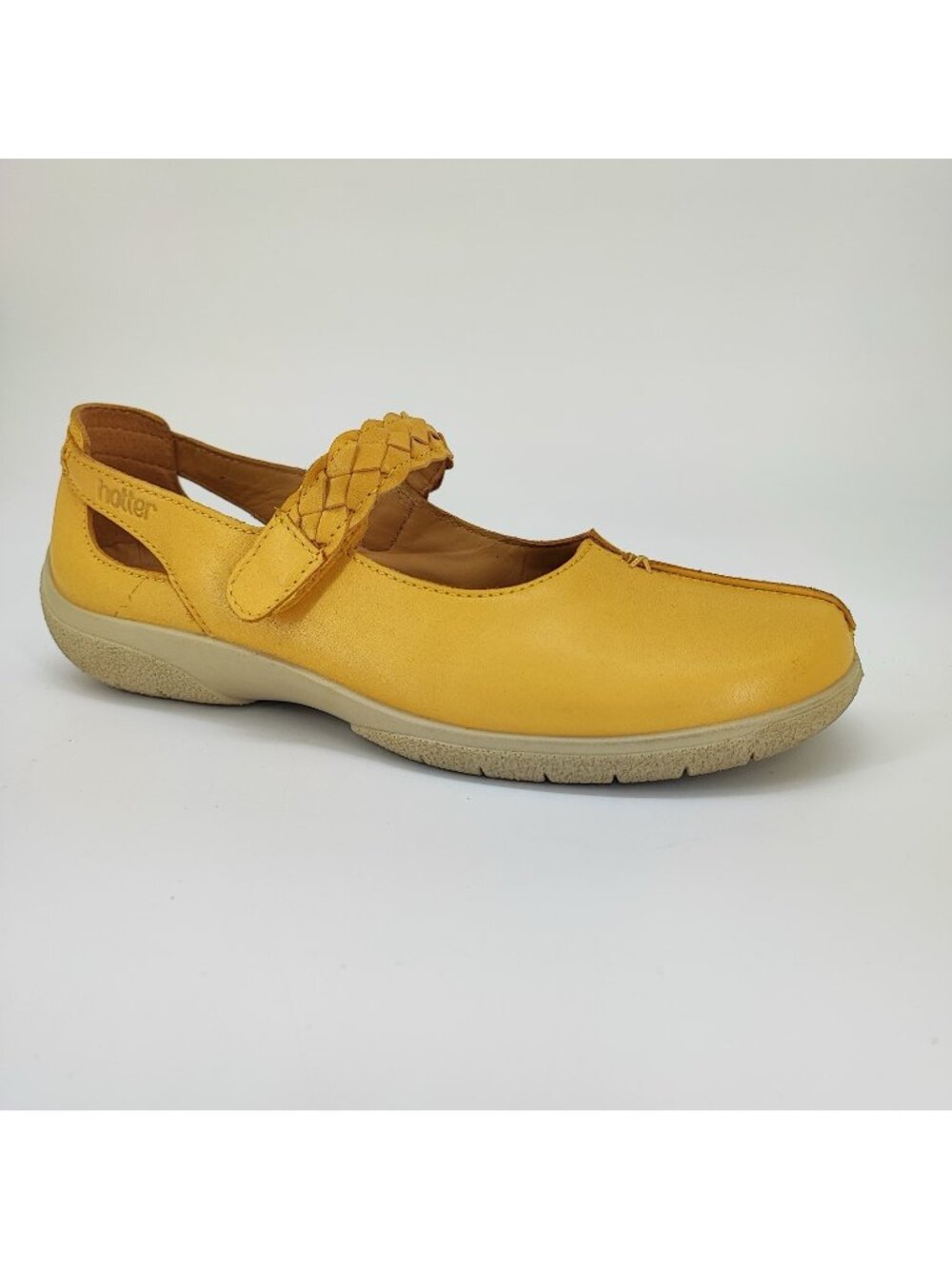 Hotter Shake Wide Fit Women's Size 10 Yellow Leather Casual Shoes G6364 09